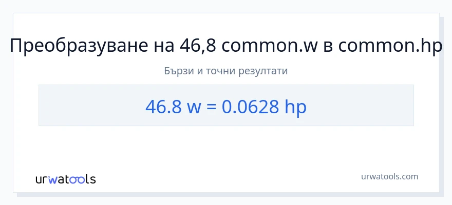 46.8 конверсия от ватове до конски сили