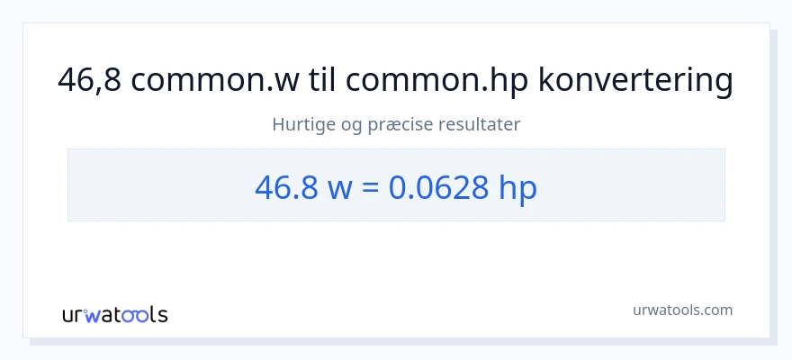 46.8 watt til hestekræfter konvertering