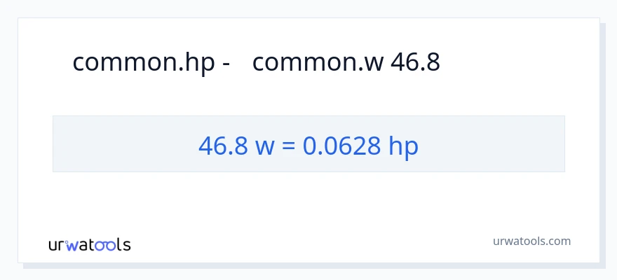 המרה של 46.8 וואט ל- כּוֹחַ סוּס