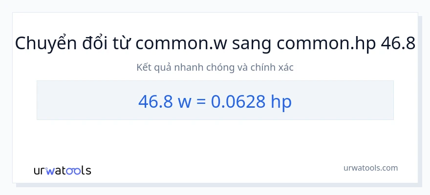 Chuyển đổi 46.8 watt sang mã lực