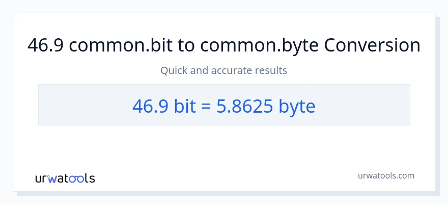 46.9 Bits patungong Bytes na conversion