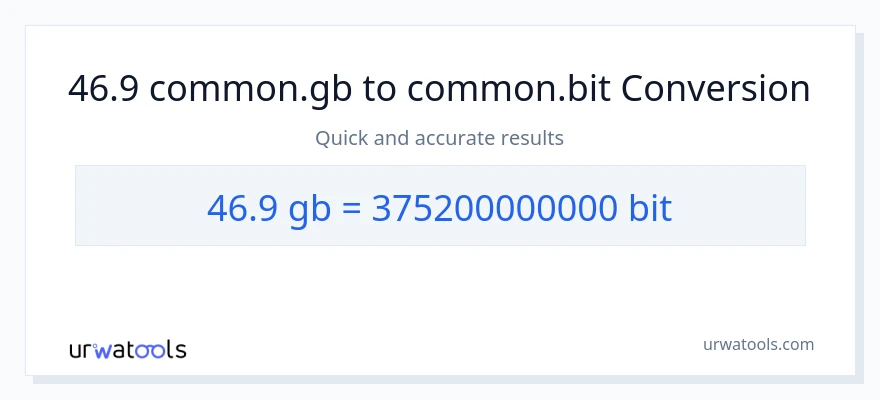 46.9 Gigabytes patungong Bits na conversion
