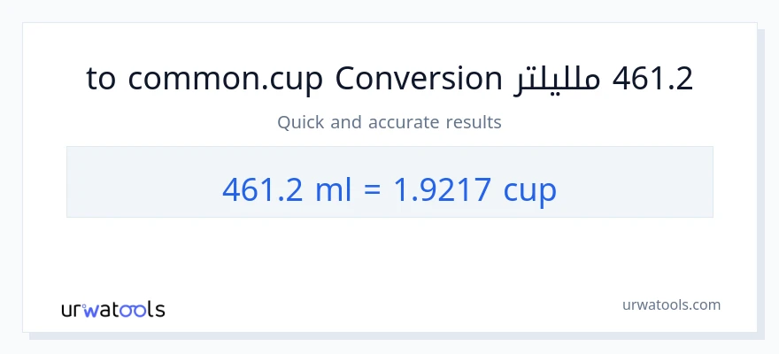 التحويل من 461.2 ملليلتر إلى أكواب