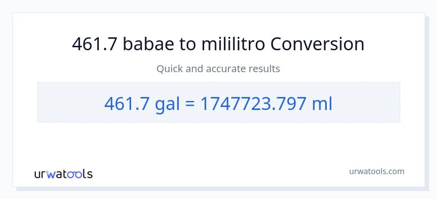 461.7 Mga galon patungong mga mililitro na conversion