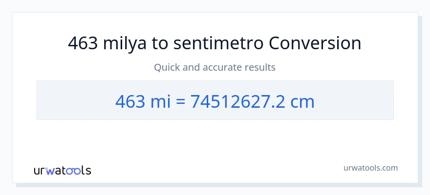 463 milya patungong Mga Sentimetro na conversion