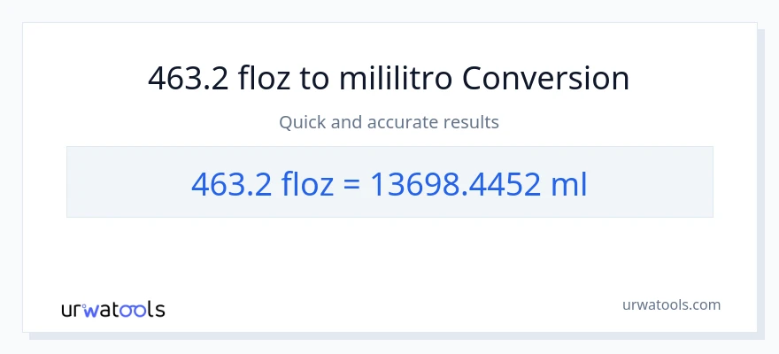 463.2 mga onsa ng likido patungong mga mililitro na conversion