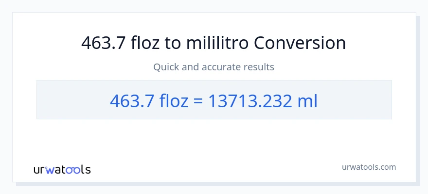463.7 mga onsa ng likido patungong mga mililitro na conversion