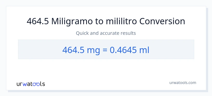 464.5 miligramo patungong mga mililitro na conversion