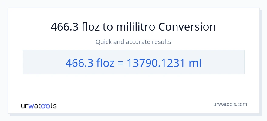 466.3 mga onsa ng likido patungong mga mililitro na conversion