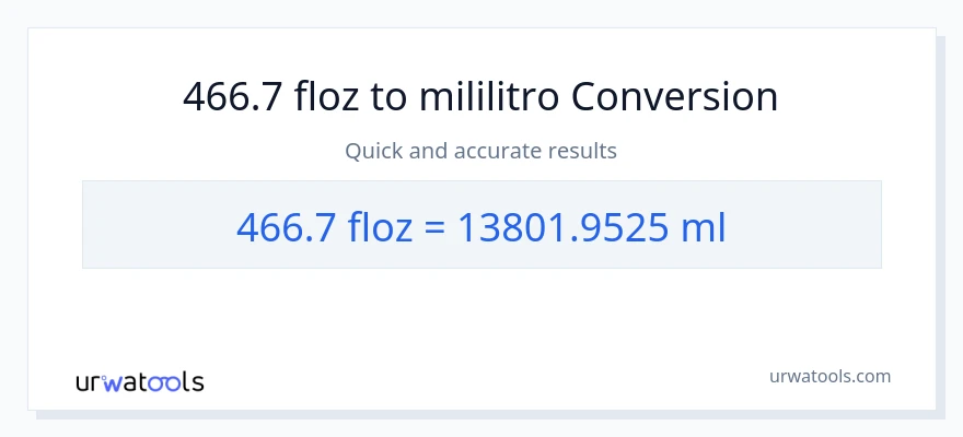 466.7 mga onsa ng likido patungong mga mililitro na conversion
