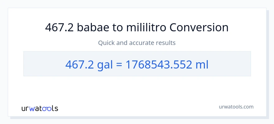 467.2 Mga galon patungong mga mililitro na conversion