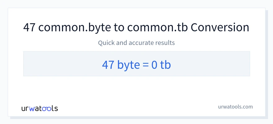 47 Bytes 到 Terabytes 轉換