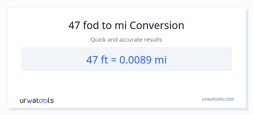 47 Fødder til miles konvertering