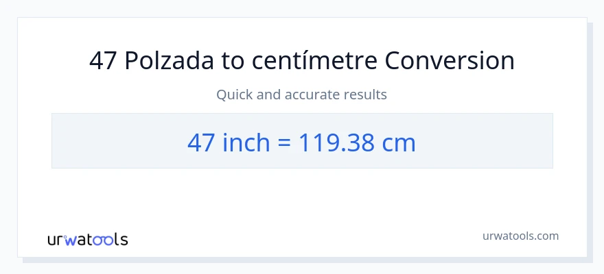 Conversió de 47 Polzades a Centímetres