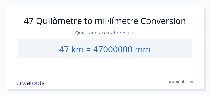 Conversió de 47 Quilòmetres a mil·límetres