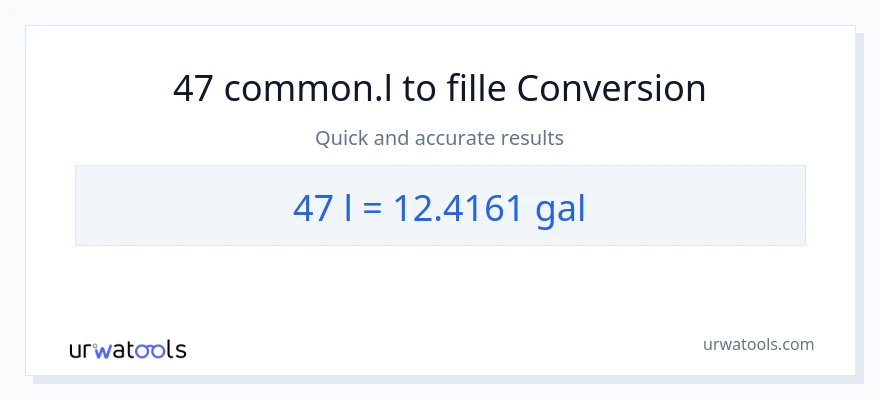 Conversion 47 Liters vers Gallons