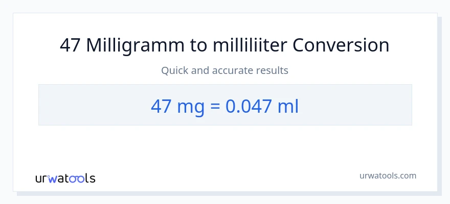 47 milligrammi konversioon milliliitrid-ks