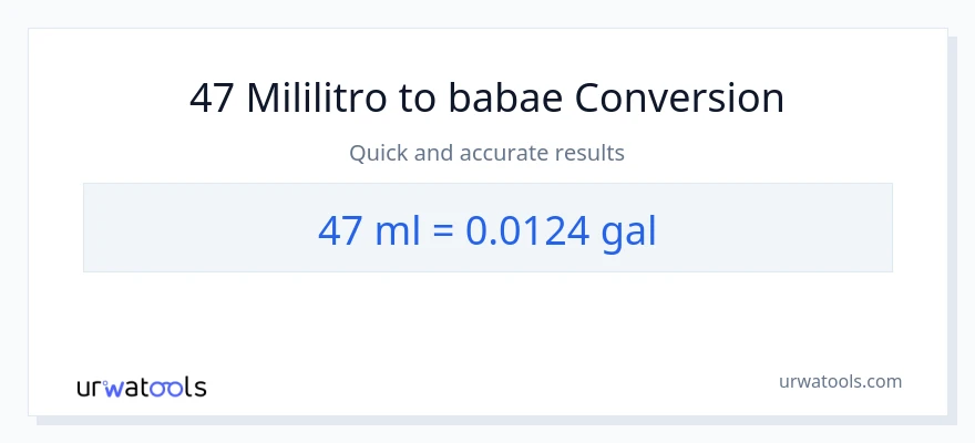 47 mga mililitro patungong Mga galon na conversion