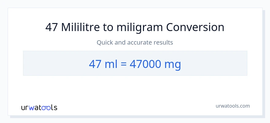 47 mililitre'den miligram'e dönüşüm