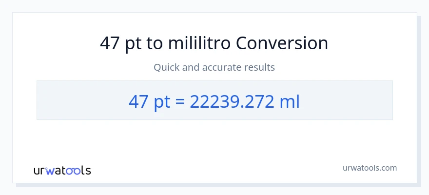 47 Pints patungong mga mililitro na conversion