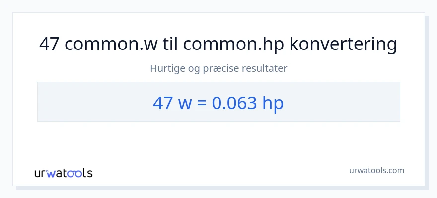 47 watt til hestekræfter konvertering