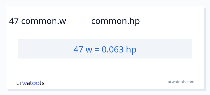 47 ವ್ಯಾಟ್ಸ್ ರಿಂದ ಅಶ್ವಶಕ್ತಿ ಪರಿವರ್ತನೆ