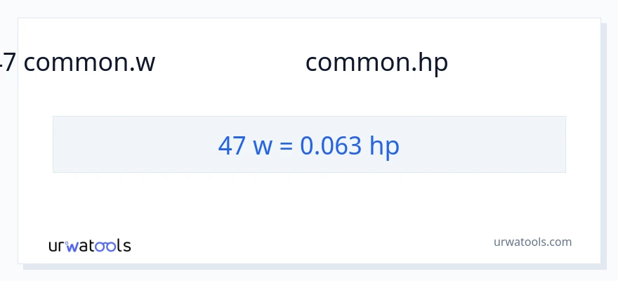 47 வாட்ஸ் இலிருந்து குதிரைத்திறன் வரை மாற்றம்