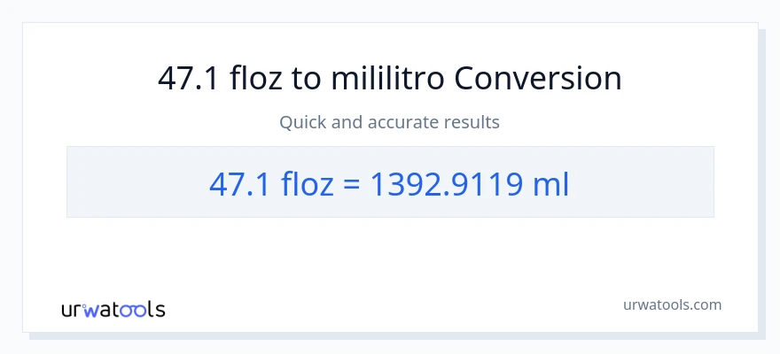 47.1 mga onsa ng likido patungong mga mililitro na conversion
