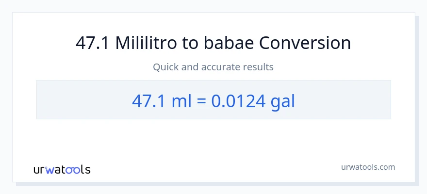 47.1 mga mililitro patungong Mga galon na conversion