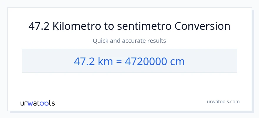 47.2 Kilometro patungong Mga Sentimetro na conversion