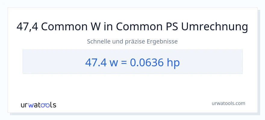 47.4 Watt zu PS Umwandlung