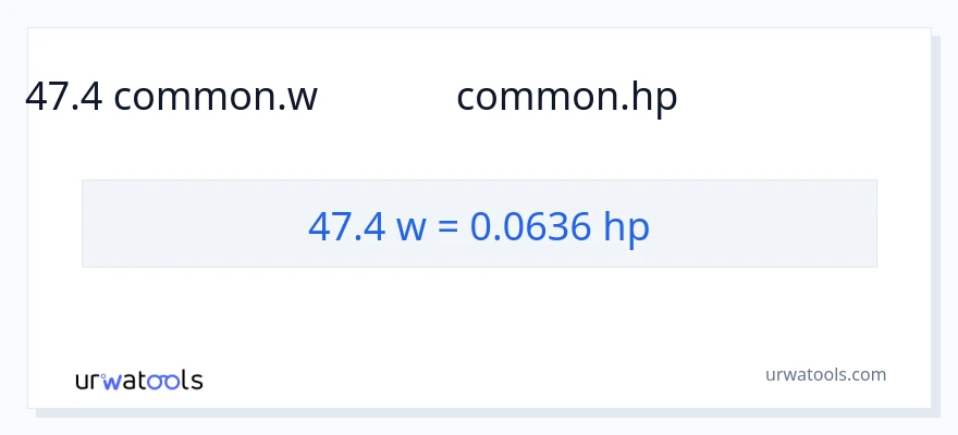 47.4 వాట్స్ నుండి అశ్వశక్తి కు మార్పిడి