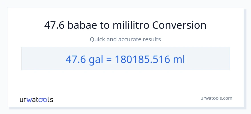47.6 Mga galon patungong mga mililitro na conversion