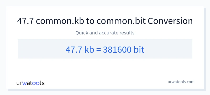 47.7 Kilobytes 到 Bits 轉換