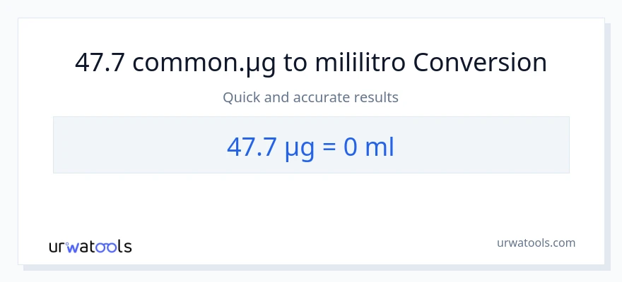 47.7 mga mikrogramo patungong mga mililitro na conversion