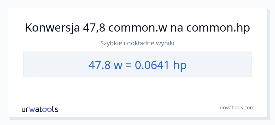 Konwersja 47.8 watów do moc w koniach mechanicznych