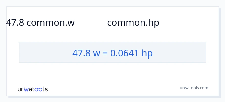 47.8 వాట్స్ నుండి అశ్వశక్తి కు మార్పిడి