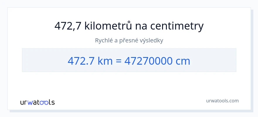 Konverze z kilometry na Centimetry: 472.7