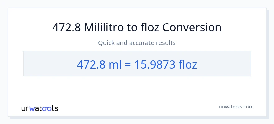 472.8 mga mililitro patungong mga onsa ng likido na conversion