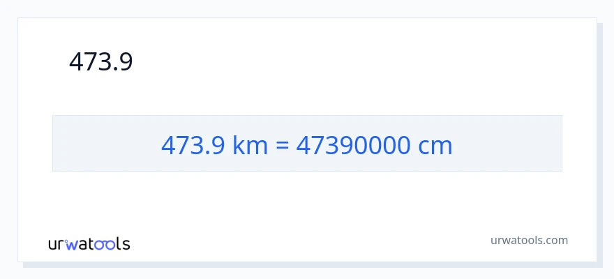 473.9 കിലോമീറ്റർ ൽ നിന്ന് സെന്റീമീറ്ററുകൾ ലേക്ക് പരിവർത്തനം
