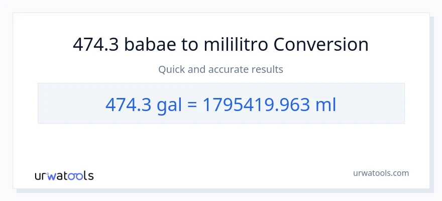 474.3 Mga galon patungong mga mililitro na conversion