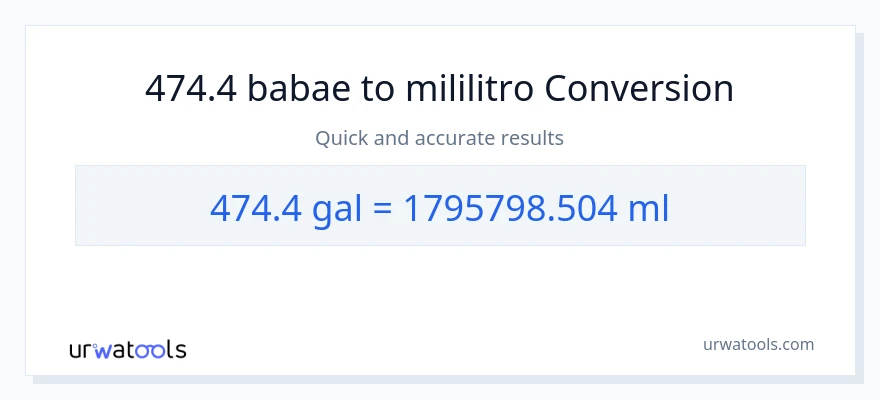 474.4 Mga galon patungong mga mililitro na conversion