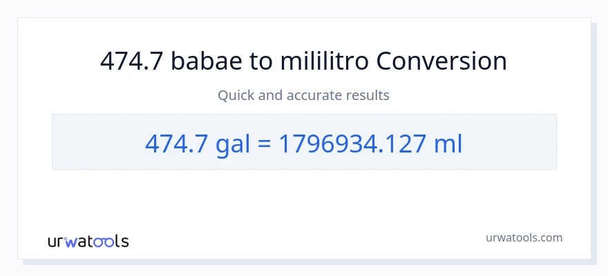 474.7 Mga galon patungong mga mililitro na conversion