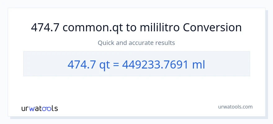474.7 Quarts patungong mga mililitro na conversion