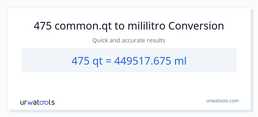475 Quarts patungong mga mililitro na conversion