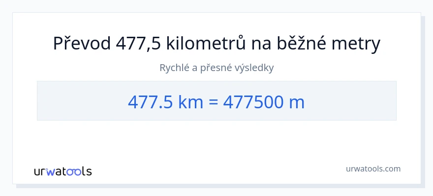 Konverze z kilometry na Měřiče: 477.5