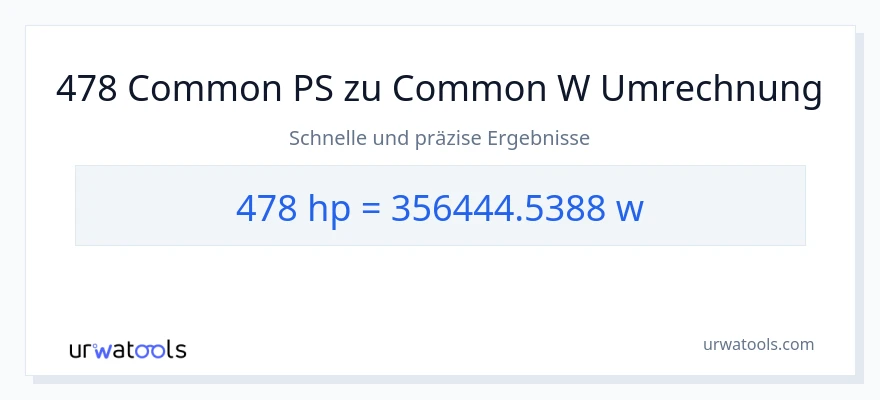 478 PS zu Watt Umwandlung