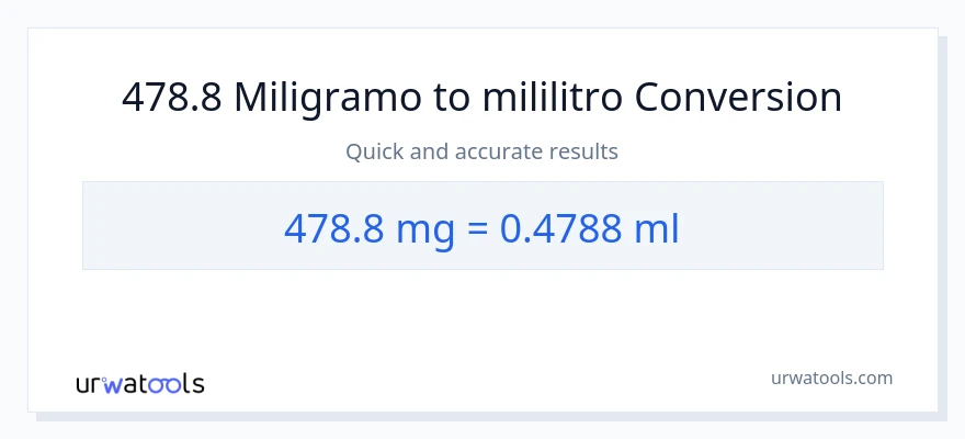 478.8 miligramo patungong mga mililitro na conversion