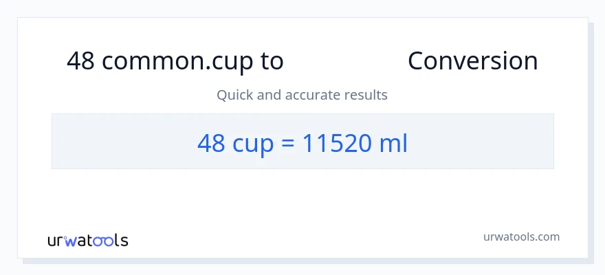 48 کپ سے ملی لیٹر کی تبدیلی