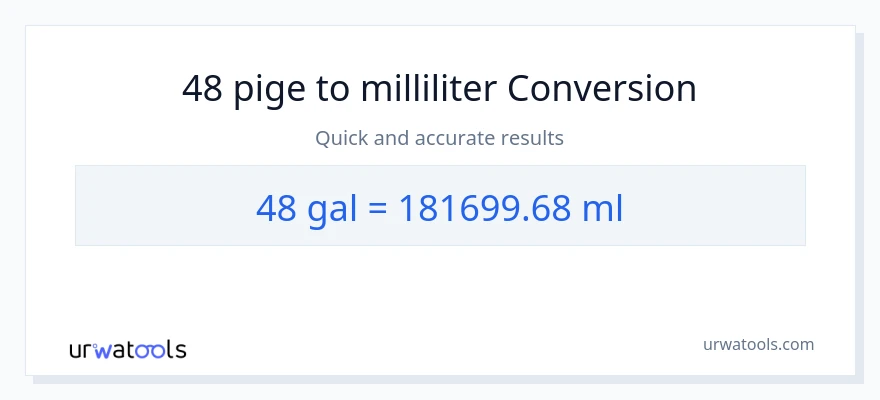 48 Galloner til milliliter konvertering